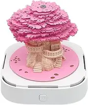 3D Desk Calendar 2025 Tear-Away 3D Paper Notepad with LED Lights Desktop Decor Sculpture Tree) Blossom Present House