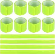 Reflective Snap Bands 12 Pcs Lengthen Reflective Strips Highly Reflective Bands Flexible Wrist Ankle Reflectors for Kids and Adult, Wearable Reflective Band for Cycling Running Outdoor Activities(40cm