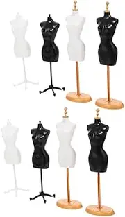 TEHAUX Mini Mannequin Stand Set 8pcs Doll Mannequin Torso Dress Support Rack Plastic Safe for Boys and Girls Wrinkle-Free