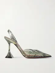 [Amina Muaddi] Amina Muaddi - Holli Snake-effect Pvc Slingback Pumps - Snake print - IT37 IT 37 Animal print