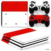 PS4 Pro Playstation 4 Console Skin Decal Sticker Red White + 2 Controller Skins
