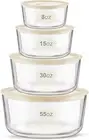 Glass Food Container Set with Glass Lid, 4 Pack, Meal Prep Containers with Silic