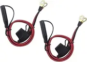 Battery Charging Cable Ring Terminal Wiring Harness 2-Pin Quick Disconnect Plug SAE Battery Extension Cable 12V- 24V With10A Fused 2 Feet 16AWG Gauge Copper Wire for Motorcycle (2 Pack)