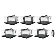 Clear Cake Box with Ribbon, 6Pcs 12"x12"x7" for 10 Inch Cake Packing (Black)