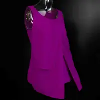 在飛比找有閑購物優惠-美國品牌Ann Taylor 葡萄紫幾何層疊雪紡無袖上衣 S
