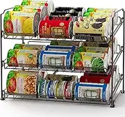 SimpleHouseware Stackable 3 Tier Can Rack Organiser for Kitchen and Pantry Organization, Bronze