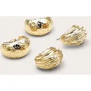 Gold Textured Hoop Multi-Pack Earrings, Gold