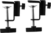 FRCOLOR 2pcs Microphone Stand Holder with Heavy Duty Clamp Durable Metal Base Bracket for Live Streaming Recording Music Mounting Scratch Design