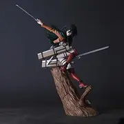 Attack Tita Tree Stump Levi Ackerman Figure Mikasa Ackerman Figure Game Character Anime Model Desktop PVC Collectible Statues Collection Decorations (Levi Ackerman)