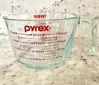 PYREX- Prepware 4-cup Measuring Cup- Red Graphics- Clear Open Handle - FAST SHIP