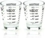 NCnnwovf Shot Glasses Measuring Cup Espresso Shot Glass Liquid Heavy Glass Wine Glass 2 Pack 26-Incremental Measurement 1oz, 6 TSP, 2 TBS, 30ml (2Pack-Black)