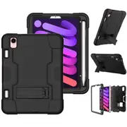 MCC Stylish Shockproof iPad mini 6 2021 Case Cover Heavy Duty Kids Apple [Black+Black]