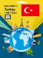 SALE! Turkey Travel SIM Card DATA eSIM 1GB 7Days QR Code 1 Day Delivery