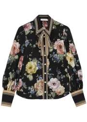 Zimmermann Luminosity Floral-print Silk Shirt - Black - 4 4