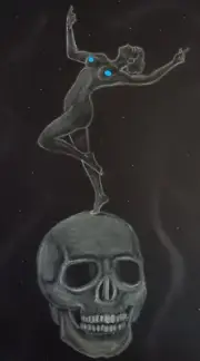 Female figure drawing nude pastel white chalk artist Jerome Cadd skull dancer