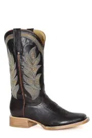 Women's Stetson Calista Leather Boots Square Toe Handcrafted Chocolate