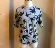 ALEXANDER McQUEEN MCQ RED DEVILS PRINT ALLOVER BLACK SWALLOWS GREY T SHIRT S S