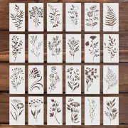 24pcs Wildflower Stencils for Painting, 24 Designs Leaf and Flower Stencils R...