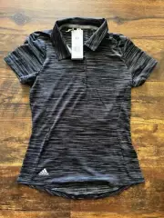 NEW HF1577 Adidas Golf Ladies Space-Dyed Polo Black/White XS