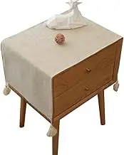 Simple Bedside Table Cover Cloth nightstand Tablecloth Cover Small Square Tablecloth Suitable for end Table Side Table Cabinet (15.7 * 35.4 inches,Beige)