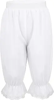 [Riismen] Kids Girls Victorian Bloomers with Lace Trim Classic Ruffle Pumpkin Pants Pioneer Peasant Costume