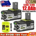2X For RYOBI 18V Battery 6.0Ah 8.0Ah 12.0Ah Lithium P108 P104 P107/ Fast Charger