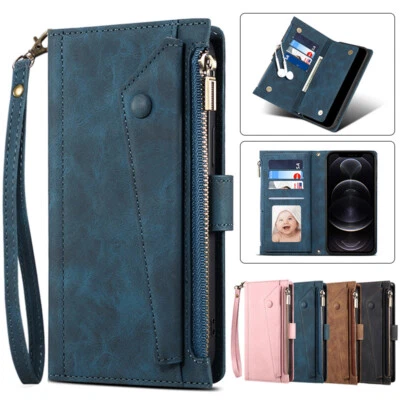 For iPhone 15 14 13 12 11 Pro Max 8 Plus SE XS XR Case Leather Wallet Flip Cover