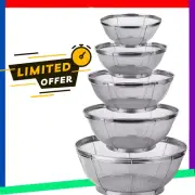 5 Pack Strainers for Kitchen, 18/8 Stainless Steel Colander, Fine Mesh Strainer