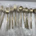 Textured Gold 16 Piece Silverware Set Stainless Steel High Quality Flatware