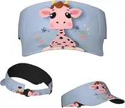 [RLDOBOFE] Sun Visor Hat Adjustable Empty Top Baseball Cap Cute Pink Giraffe Sun Hats for Women Men Sunscreen Visor Caps Summer Beach Sports Hats, Black, One Size