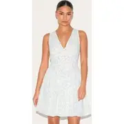 Petite White Floral Detail Mini Shift Dress, White