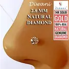 2.8mm Real Si Diamond Solitaire Nose Stud Lip Labret Monroe Piercing Screw Ring