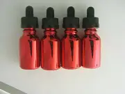 25- 15 ML METALLIC RED GLASS ROUND BOTTLES W/ DROPPERS & CRC SPECTACULAR!!!