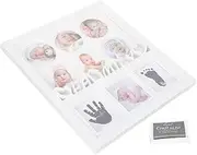 UPKOCH Handprint and Footprint Frame Milestone Photo Frame for Newborns Family Keepsake Wall Decor Month Growth Record