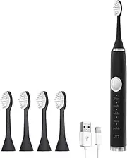 Electric Toothbrush Rechargeable Toothbrush 4 Brush Heads USB Charging 5 Modes with Smart Timer High Frequency & Soft Bristles Adults Toothbrush Kit VCXN