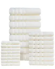 Bibb Home 24pc Zero Twist Egyptian Cotton Towel Set