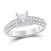 14k White Gold Round Diamond Semi-Mount Setting Bridal Wedding Ring