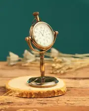 Hand engraved Mechanical Desktop Brass Clock, desktop Clock for Halloween Gift,