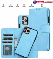 Removable Leather Magnetic Wallet Case For iPhone 16 15 14 13 12 11 Pro Max XS 8