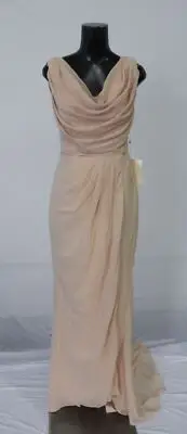 Lan Ting Bride Women's Plus V Neck A-Line Bridesmaid Dress EJ1 Blush US 4 NWT