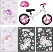 Pack of 4 Bicycle Stickers, Unicorn Stickers, Reflective Stickers, Bicycle Children, Waterproof Bicycle Stickers, Vinyl Glitter Stickers, Unicorn for Bicycle, Helmet, Skateboards, Luggage. (Unicorns)