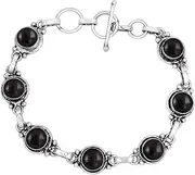 [Sterling Silver Jewelry] Natural Moonstone Labradorite Lapis Bracelet 7mm Round Shape Gemstone 925 Silver Overlay Handmade Bracelet Jewelry