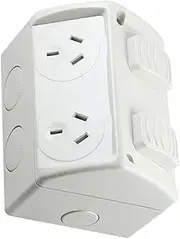 15A Power Point for Weatherproof Single/Double Power Point 15 Amp Socket Waterproof Outdoor Easy Installation, Double Socket