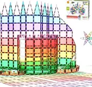 Everplay 140 pc Castle Rocket Magnetic Tiles with Car Set Building Block Toys STEM Educational Learning Magnet Toy Preschool Montessori Boys & Girls Smart Kit Games Gifts for Age 3+ Kids Toddlers