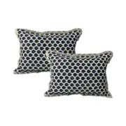 Cloud Linen Somerset Embroidered Cotton Grey 33x55cm Twin Pack Feather Filled Cushion