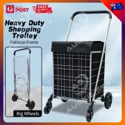 Heavy Duty Shopping Trolley Grocery Cart Foldable Utility Uses Cart With Brake