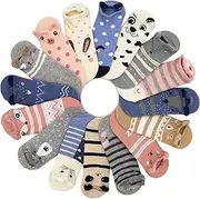 [Skybooth] 16 Pairs 16 Colors Women Ankle Socks Funny Cute Cartoon Stereoscopic Animals Ear Plush Boat Socks Womens Lady Girl Art Sock 3D Earrings Cartoon Animals Sock