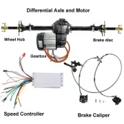860mm Rear Axle Kit 48V 1000W Electric Motor Differential ATV Go Kart Tricycle