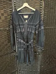 Anthropologie Skye embroidered dress navy blue size XS NWT