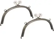 Gogogmee Elegant Rare Pearl Clasp Frame Replacement Handles for Purse Making Hardware Set of 2
